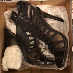 Black open toe heels